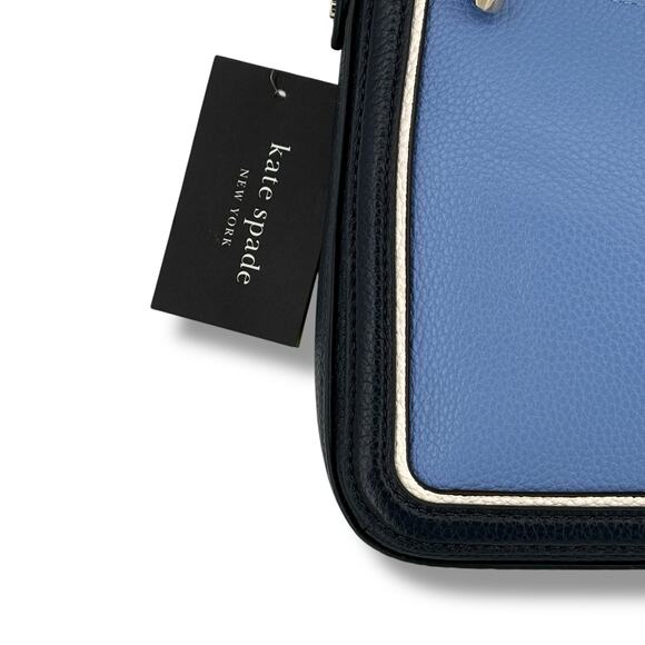 Kate Spade Hudson Blue Colorblocked Medium Leather Purse Handbag Small - Picture 6 of 7